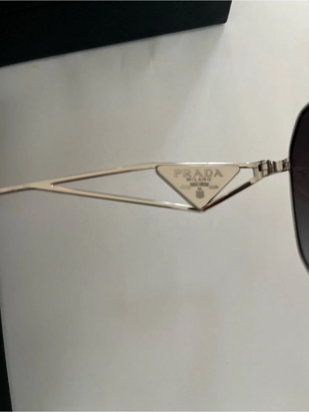 Prada PR 57YS Silver Frame Sunglasses with Dark Gray gradient Lenses-NWT New